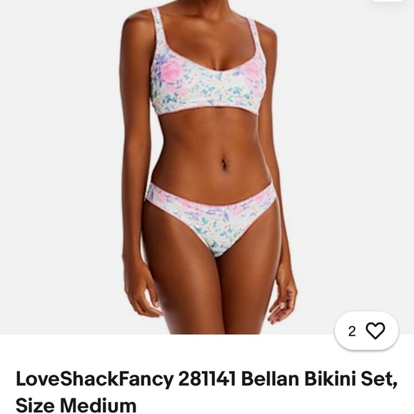 Loveshackfancy Bellan Bikini TOP only Floral Print Women's size Medium - Picture 2 of 5